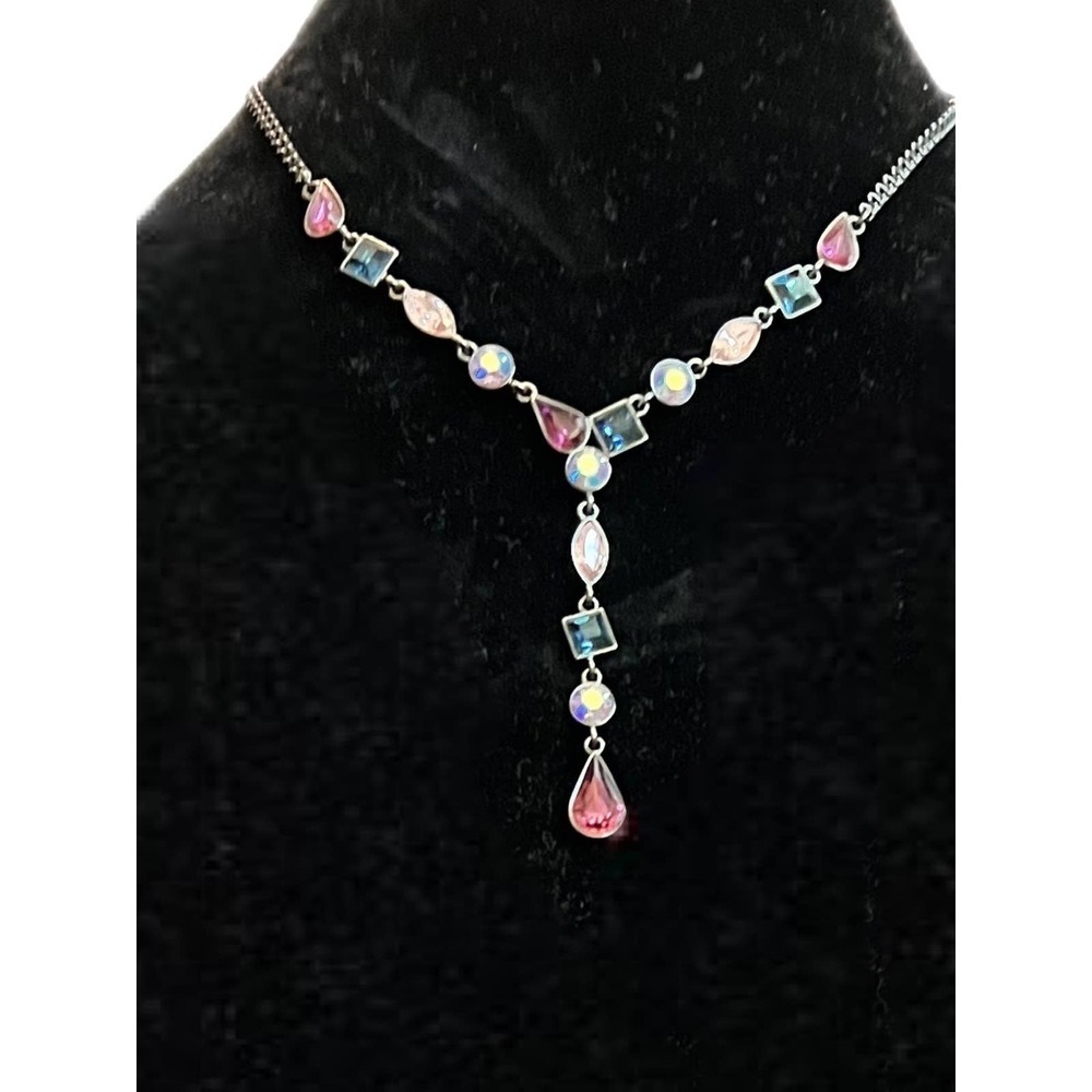 M&s Signed Bridgerton Style Y Necklace with Gorgeous Faceted Stones